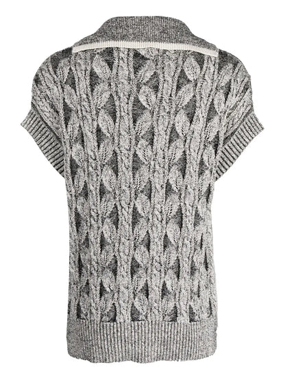 Chunky-Knit V-Neck Top