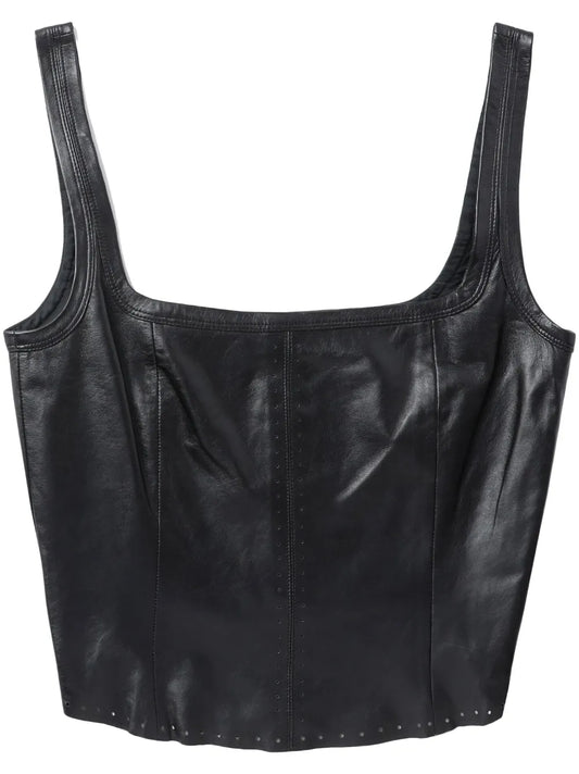 Leather Sleeveless Corset Top