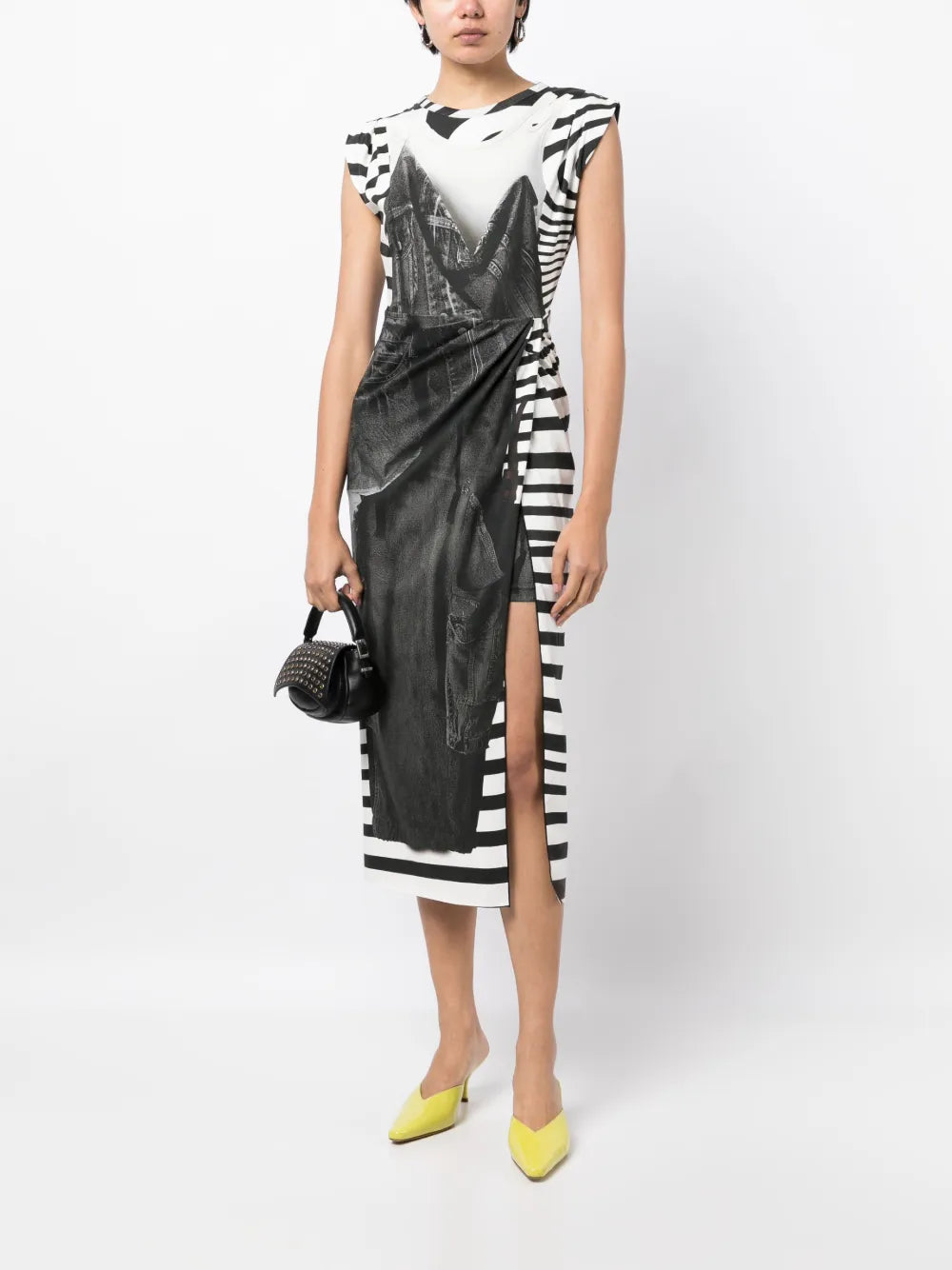 Graphic-Print Sleeveless Midi Dress