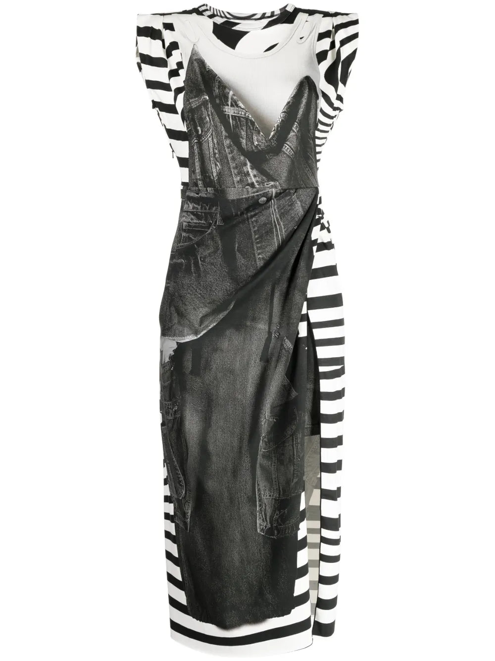 Graphic-Print Sleeveless Midi Dress