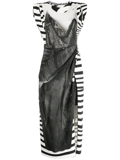 Graphic-Print Sleeveless Midi Dress