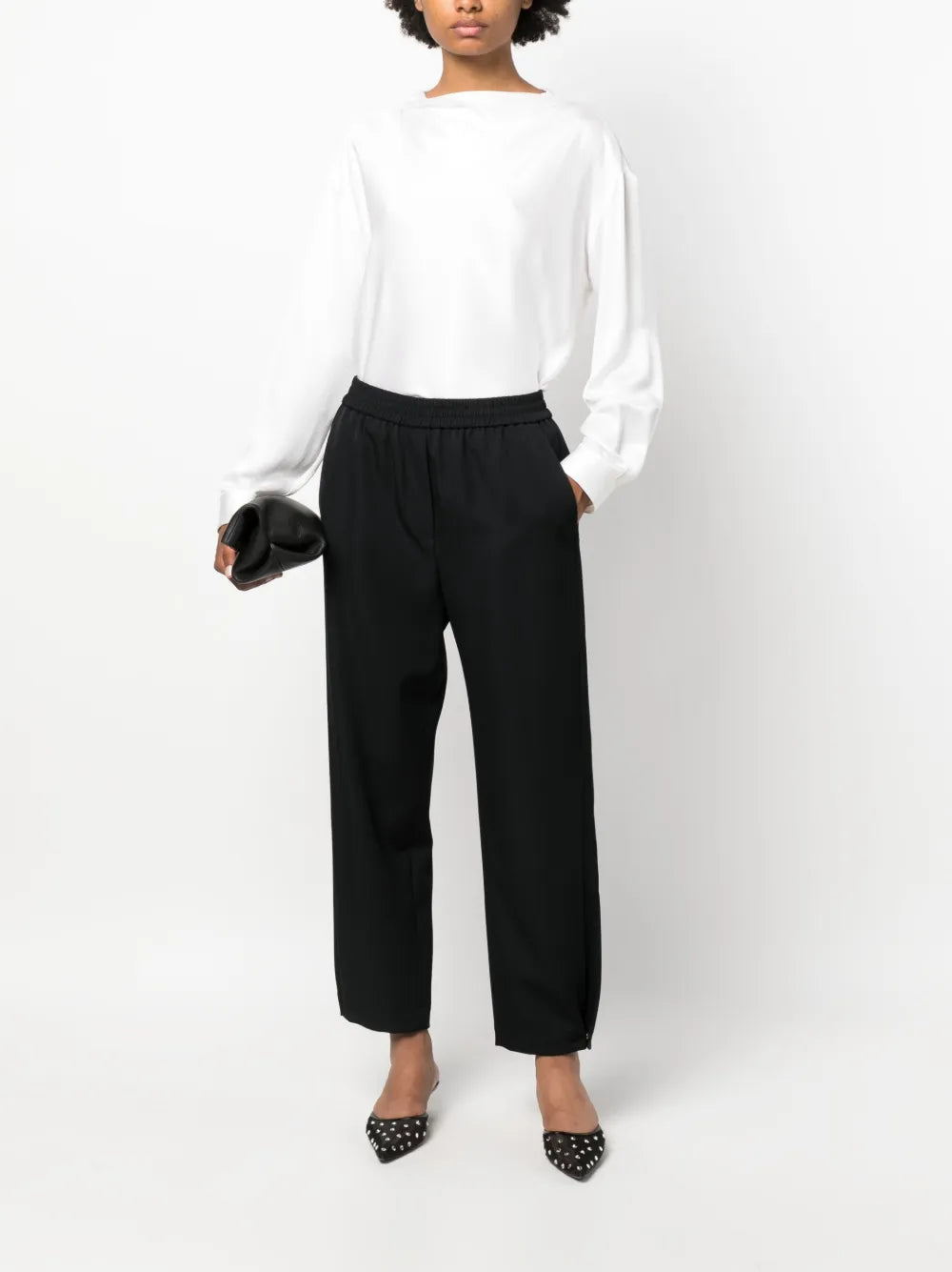 Elasticated-Waistband Virgin Wool Trousers