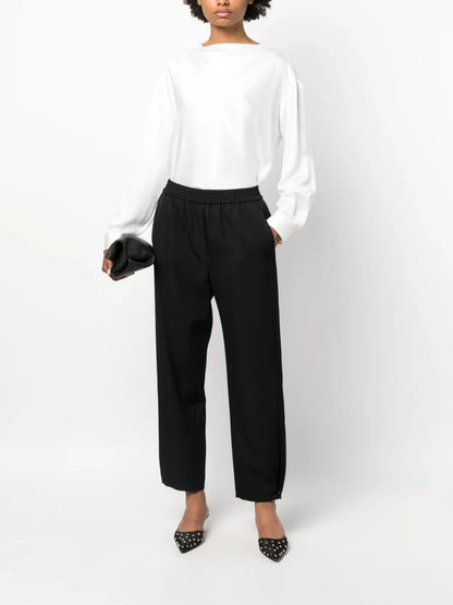 Elasticated-Waistband Virgin Wool Trousers