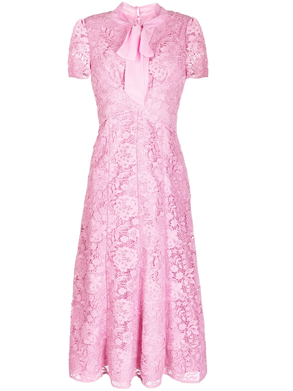 Crossover-Detail Laced Midi Dress