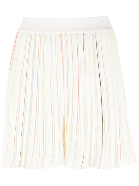 Contrast-Stripe Pleated Shorts