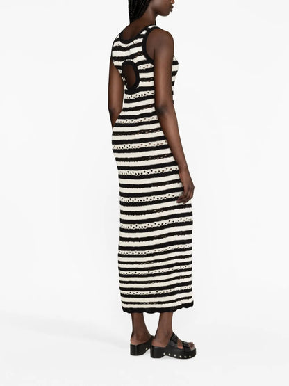 Striped Openwork Maxi Dress