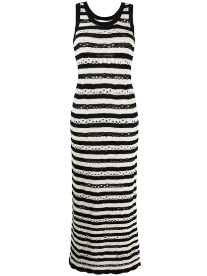 Striped Openwork Maxi Dress