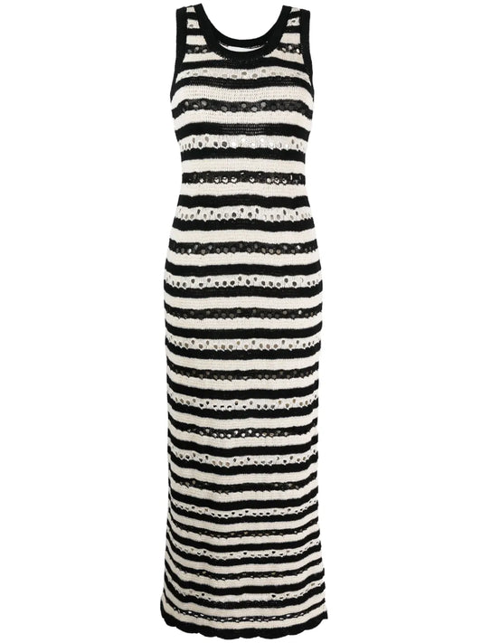 Striped Openwork Maxi Dress