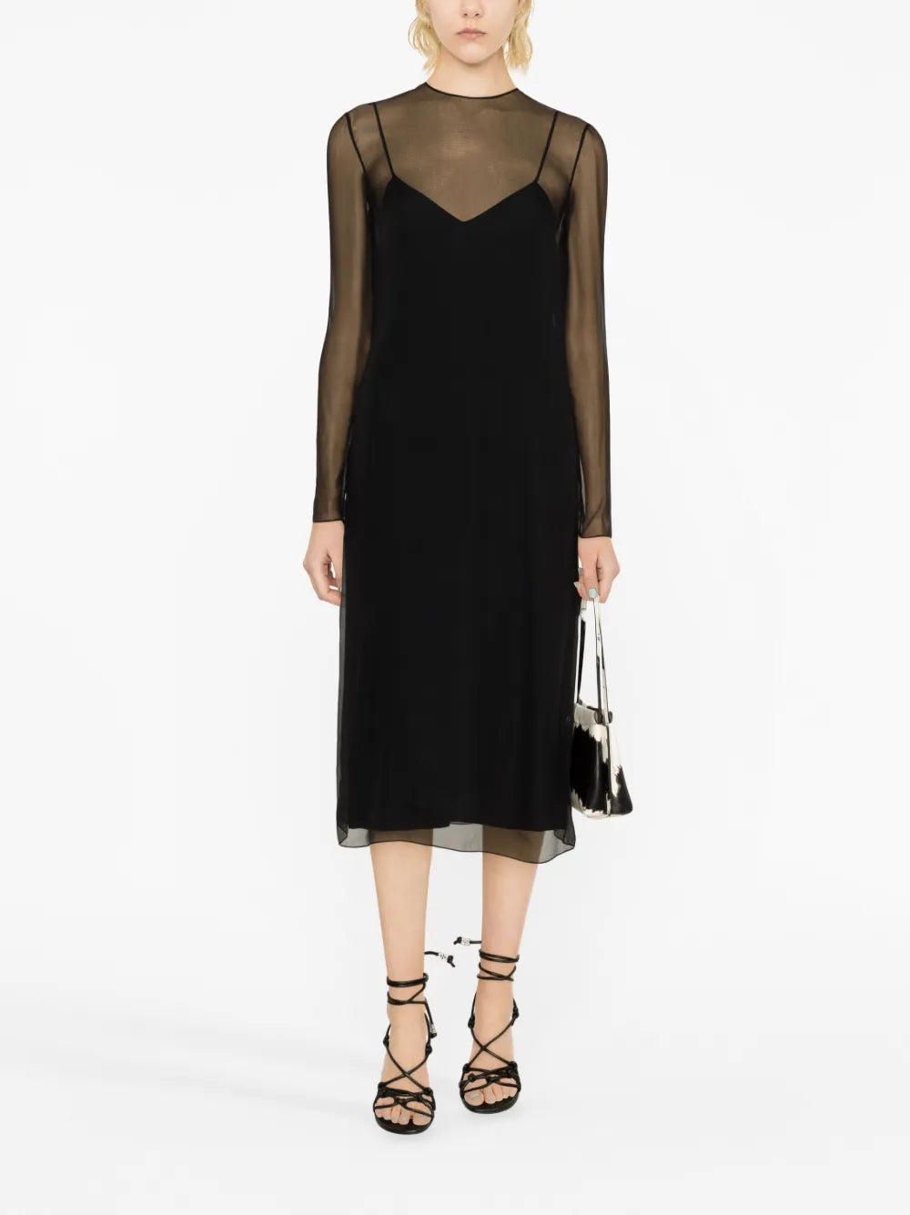 Layered Semi-Sheer Silk Midi Dress