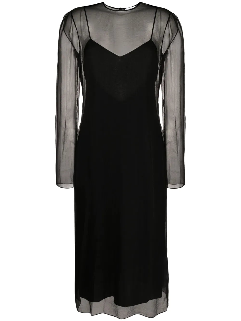 Layered Semi-Sheer Silk Midi Dress
