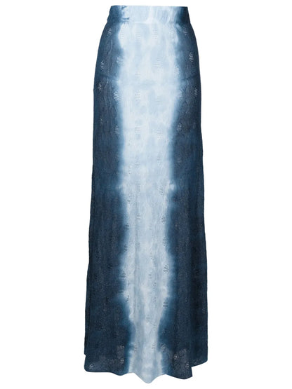 Bleached-Effect Pointelle Maxi Skirt