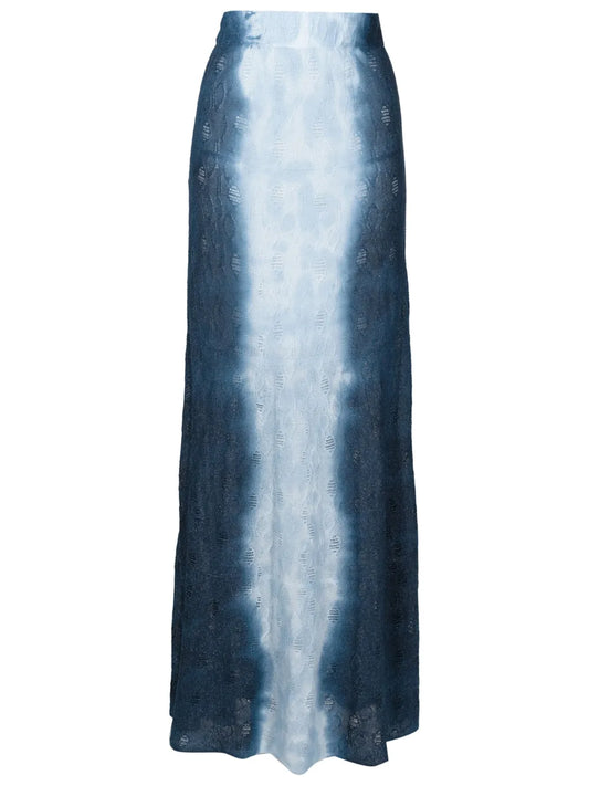 Bleached-Effect Pointelle Maxi Skirt