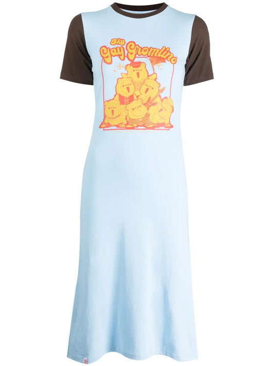 Graphic-Print Cotton Dress