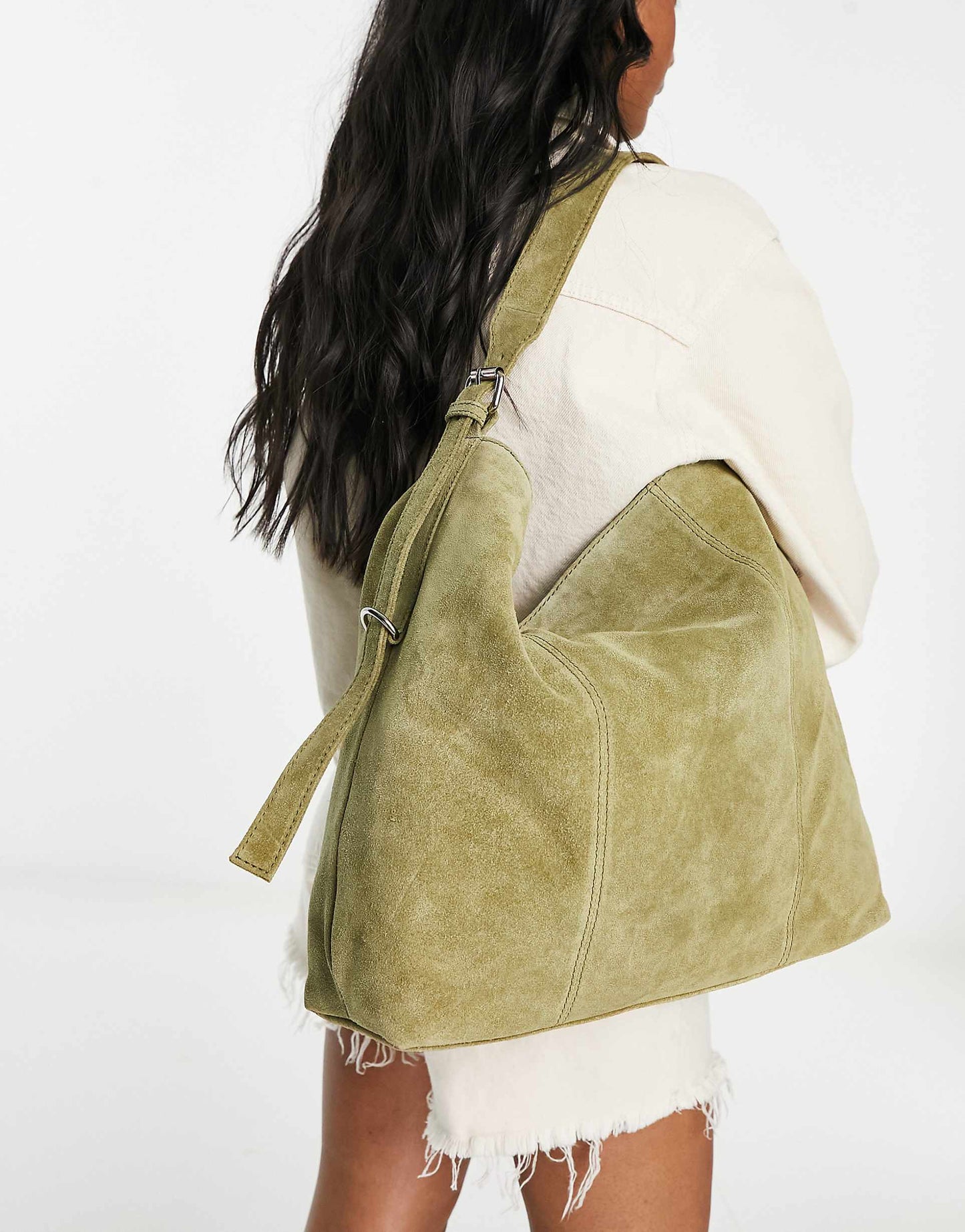 Suede Tote Bag With Buckle