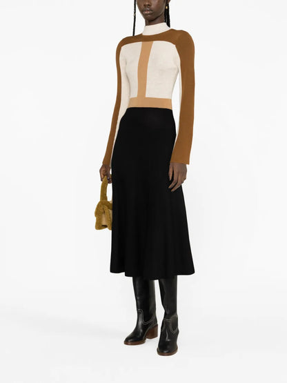 Colour-Block Knitted Wool Dress