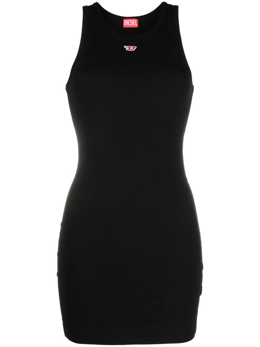 Embroidered-Logo Ribbed-Knit Dress