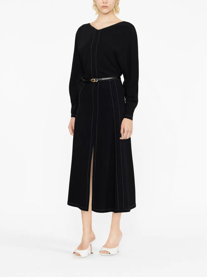Front-Slit Midi Skirt