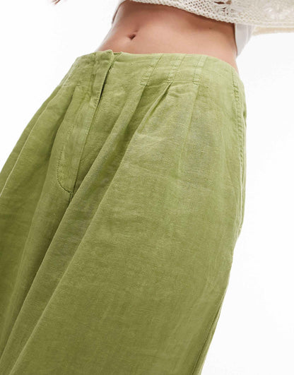 Super Wide Leg Pleated Linen Trouser