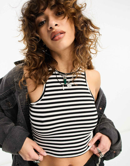 Racer Neck Cropped Top
