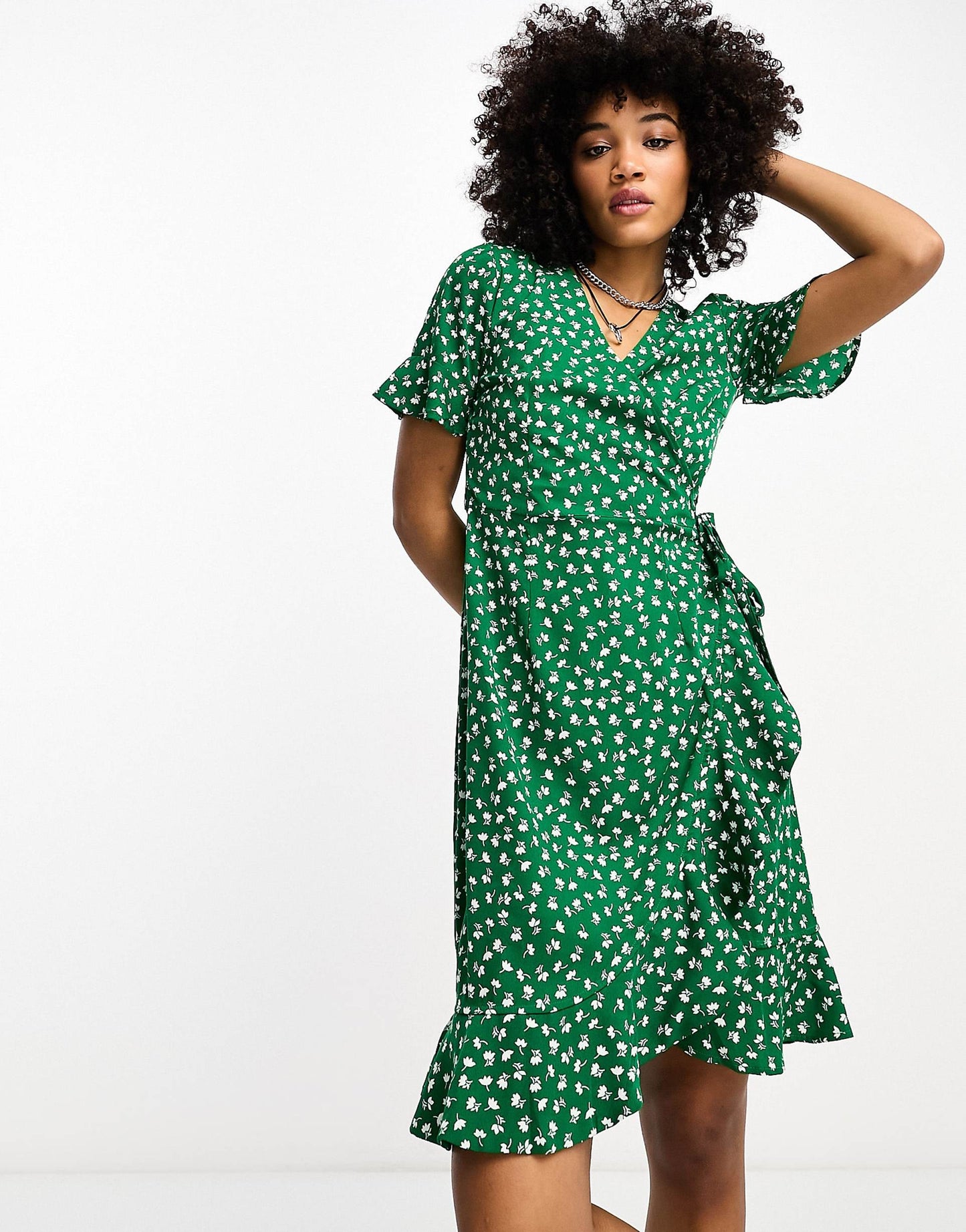 Frill Wrap Mini Dress
