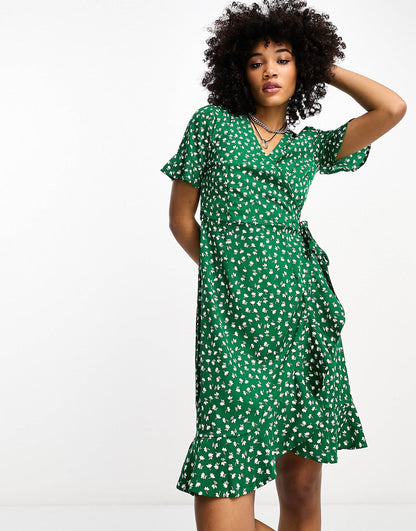 Frill Wrap Mini Dress