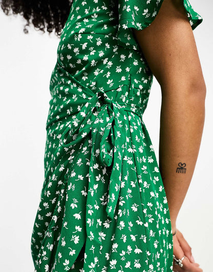 Frill Wrap Mini Dress