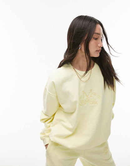 Co Ord Graphic Embroidered City Vintage Wash Sweat