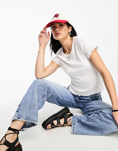 Pointelle Lettuce Edge T-Shirt