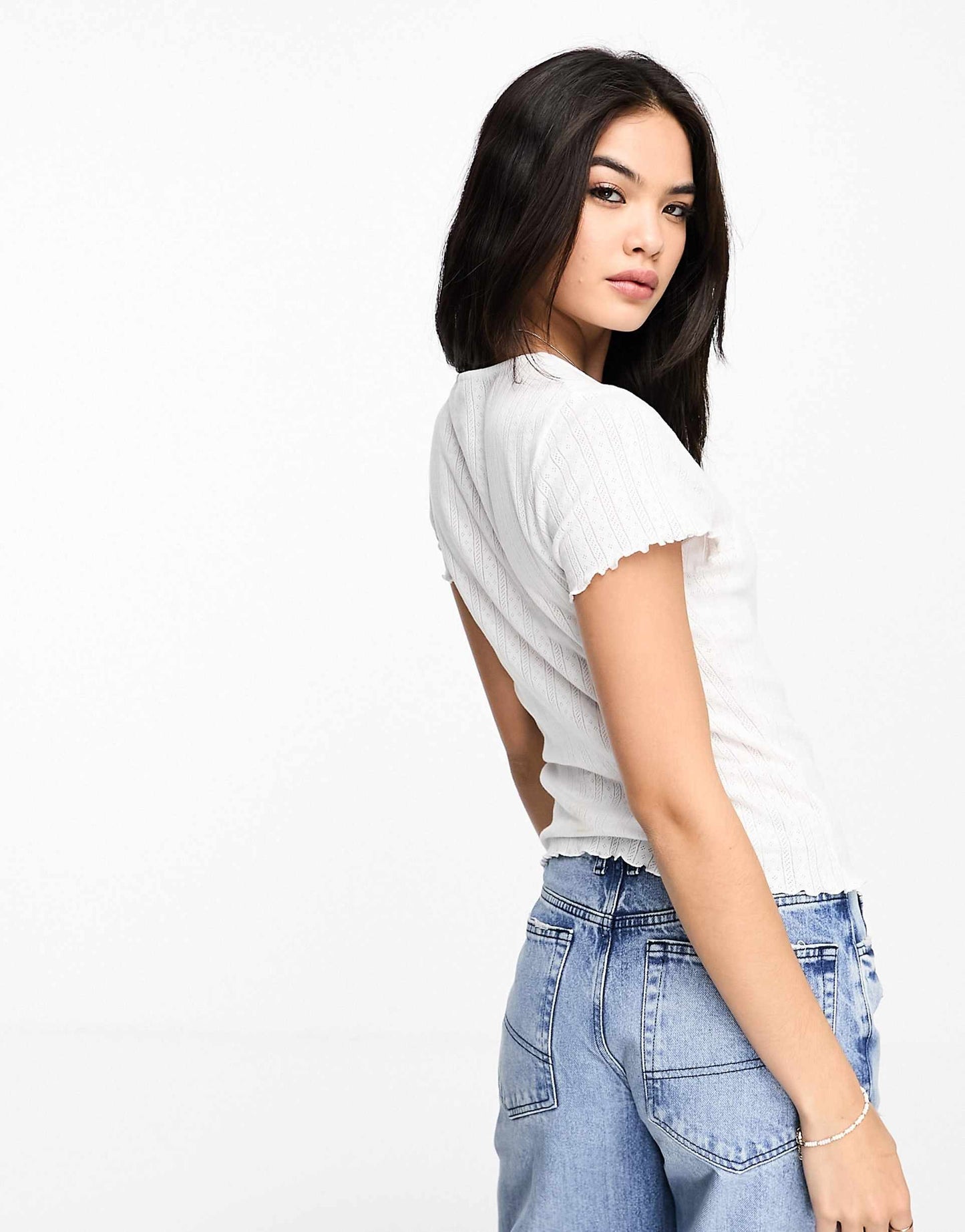 Pointelle Lettuce Edge T-Shirt