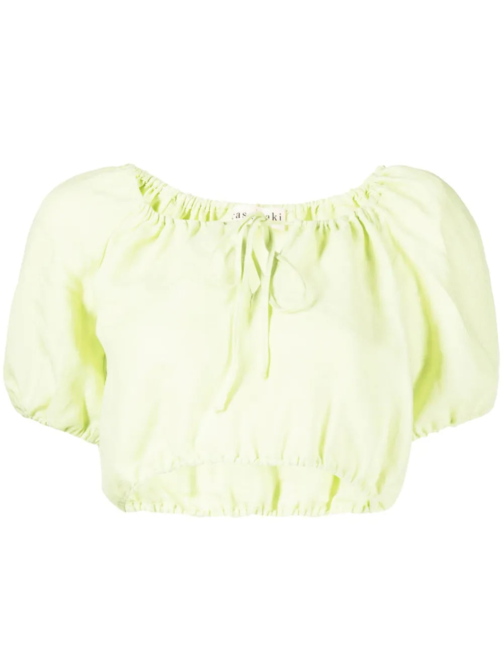 Short-Sleeve Linen Crop Top