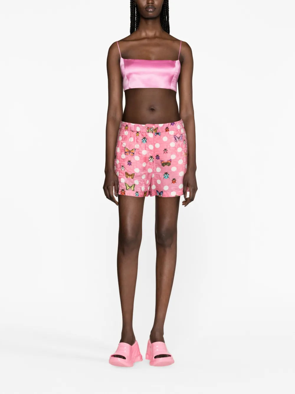 Butterflies-Print Silk-Blend Shorts