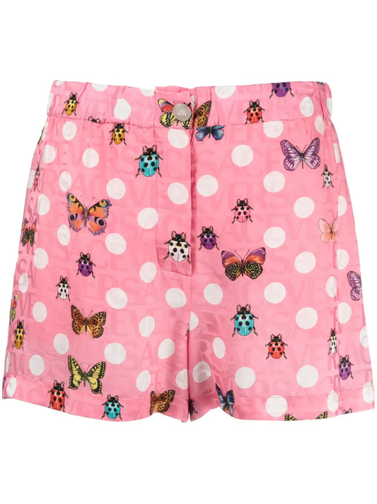Butterflies-Print Silk-Blend Shorts