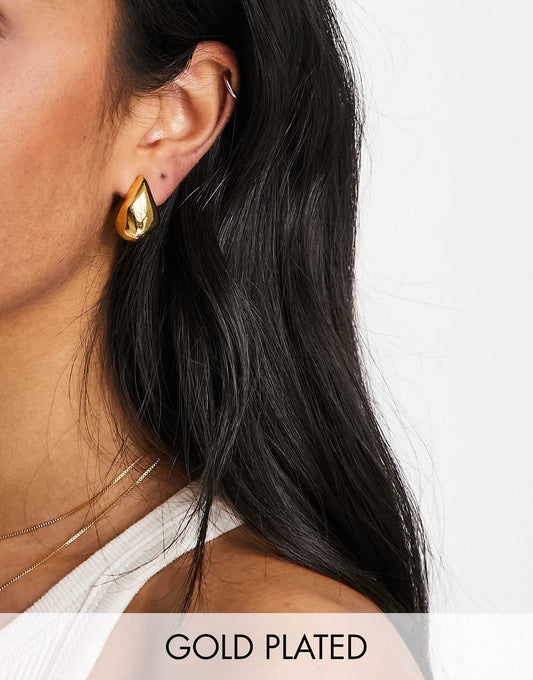 14K Gold Plated Earrings With Molten Stud Design