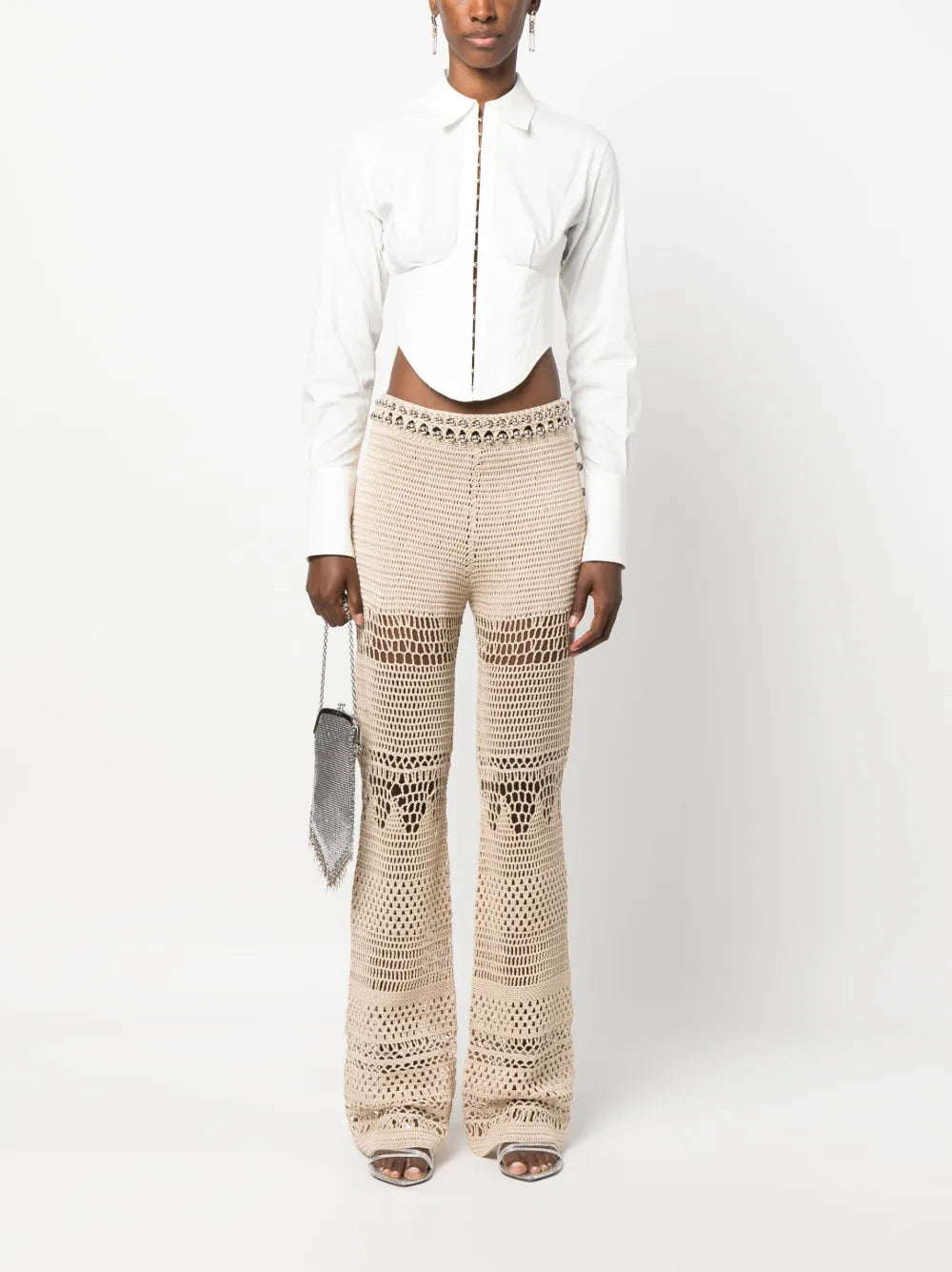 High-Waisted Knitted Trousers