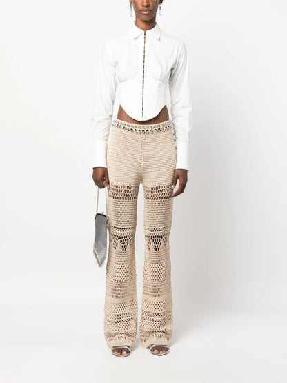 High-Waisted Knitted Trousers