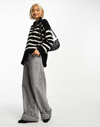 Knitted Zip Neck Jumper