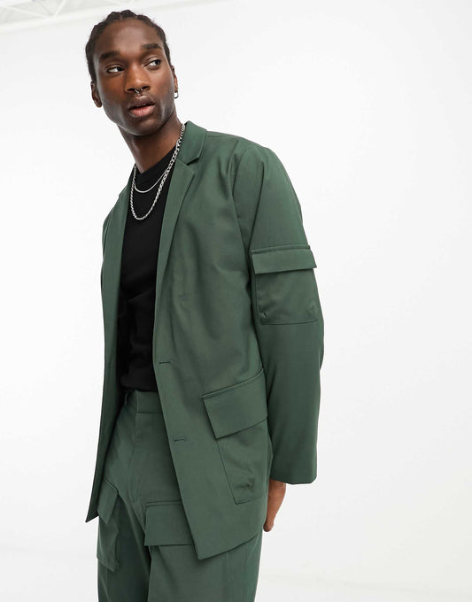 Oversized Cargo Pocket Suit Jacket