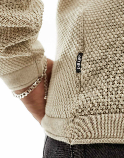 Crew Neck Textured Knit Jumper