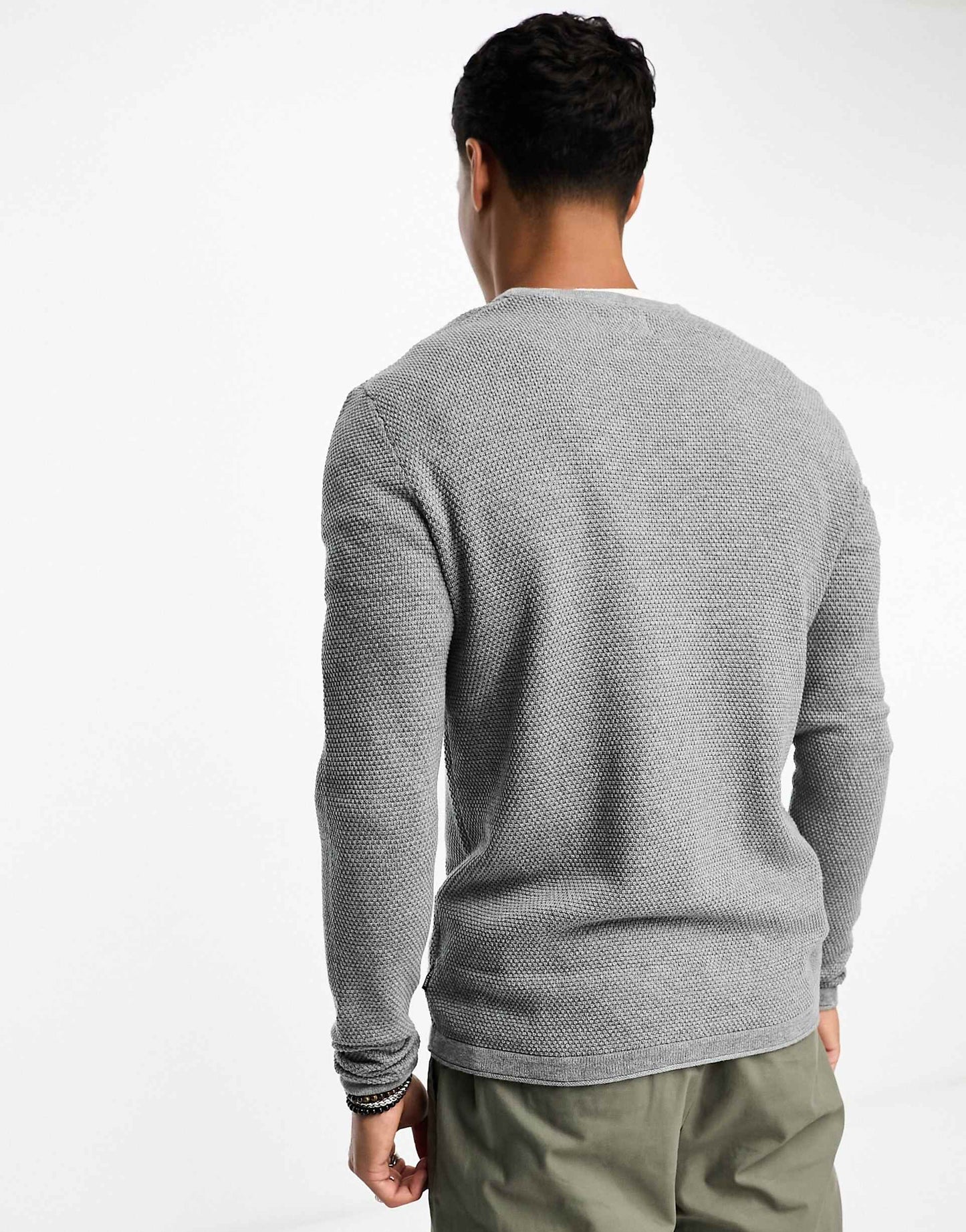 Crew Neck Textured Knit Jumper