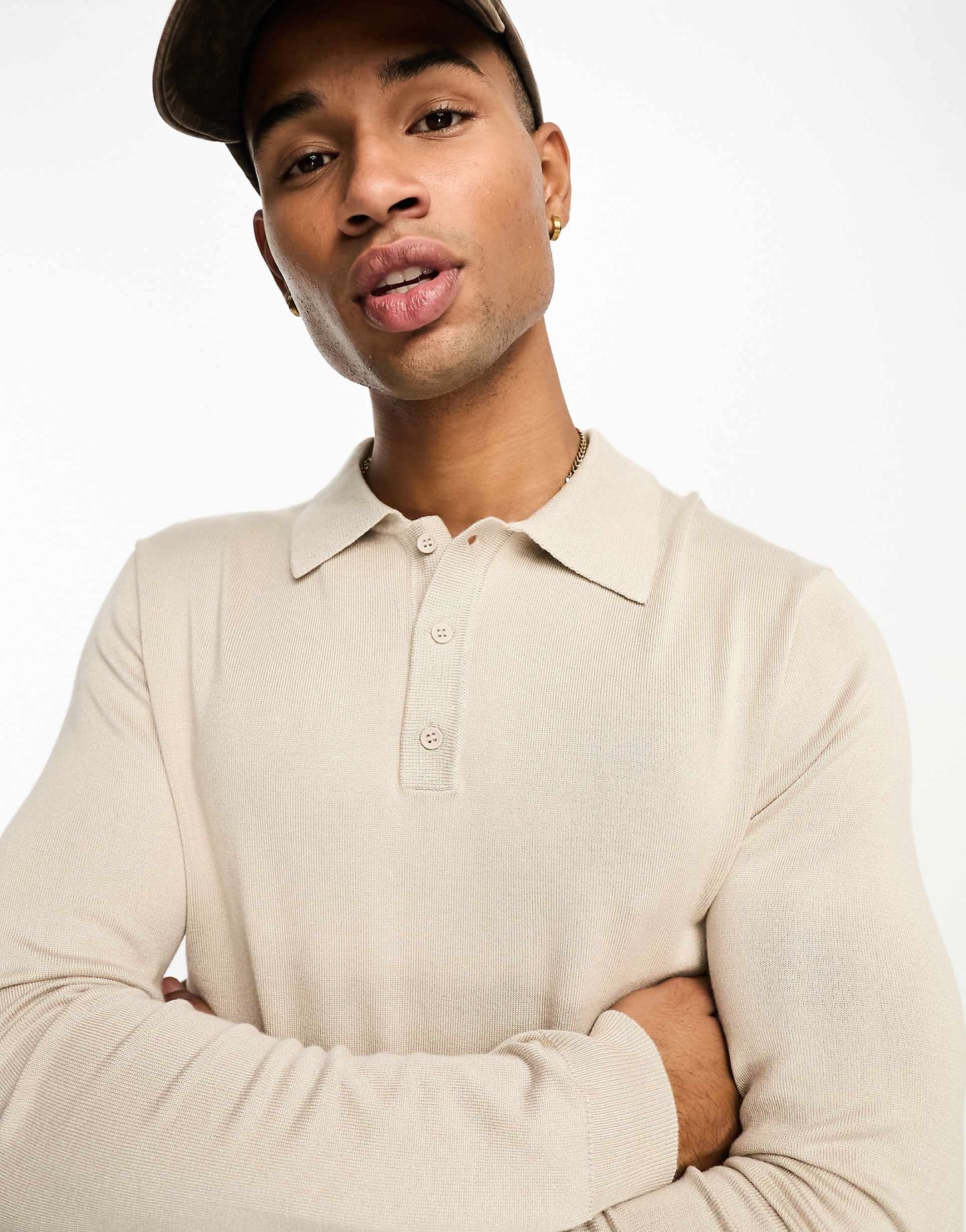 Knitted Long Sleeve Polo