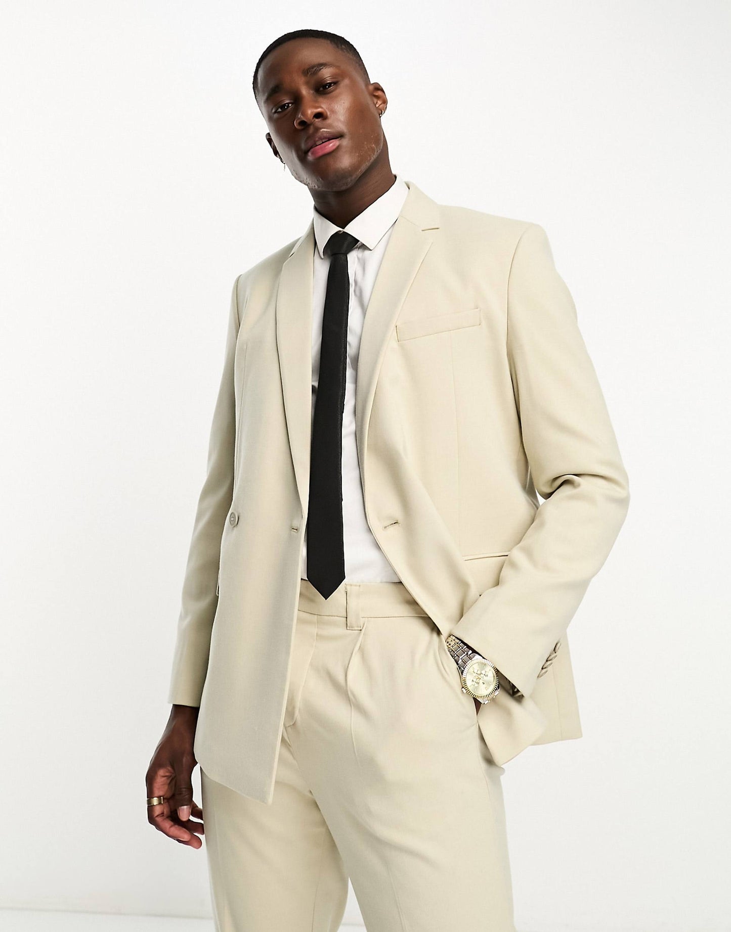 Double Breasted Skim Suit Jacket