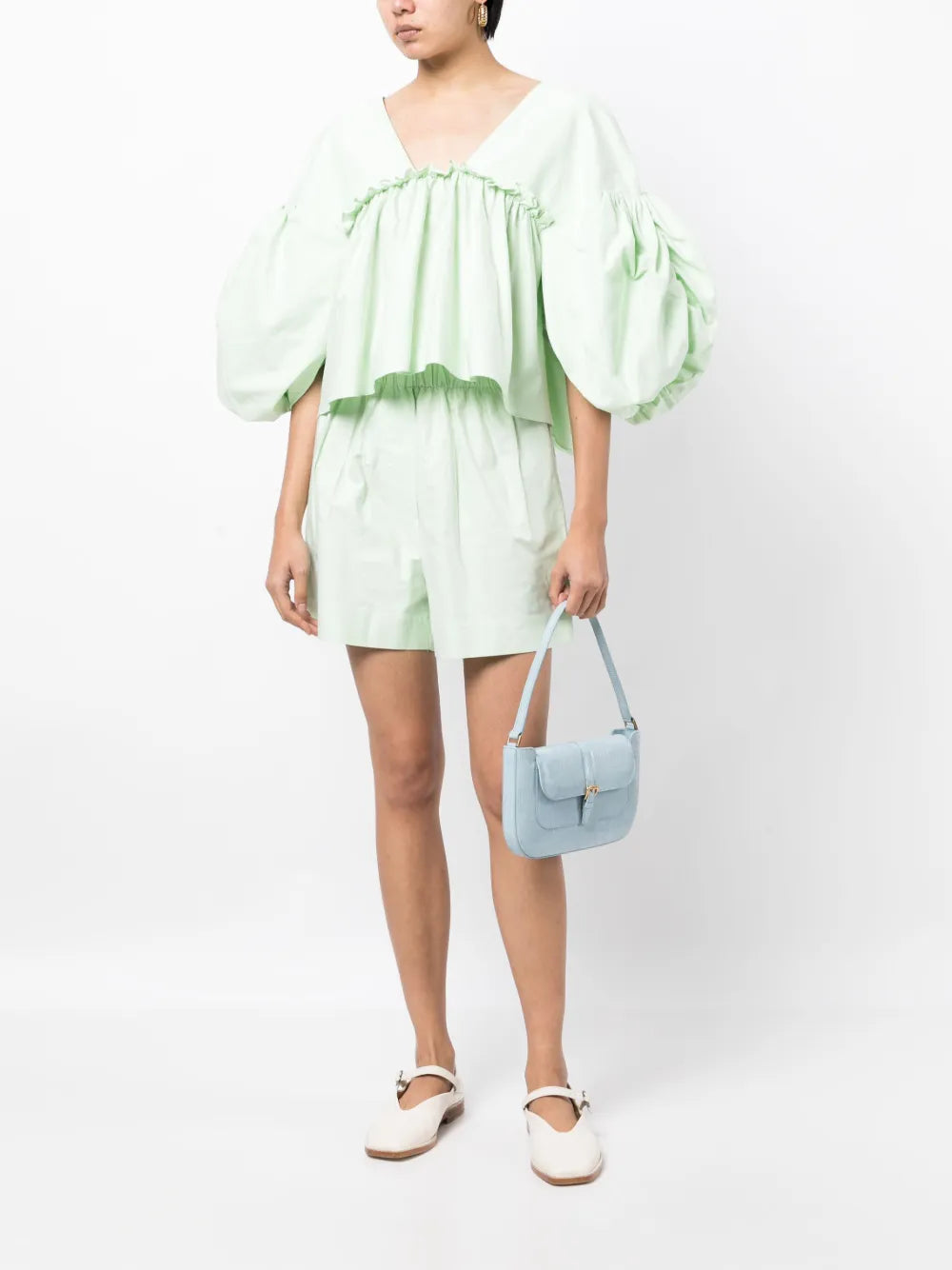 Wide-Leg Cotton Shorts