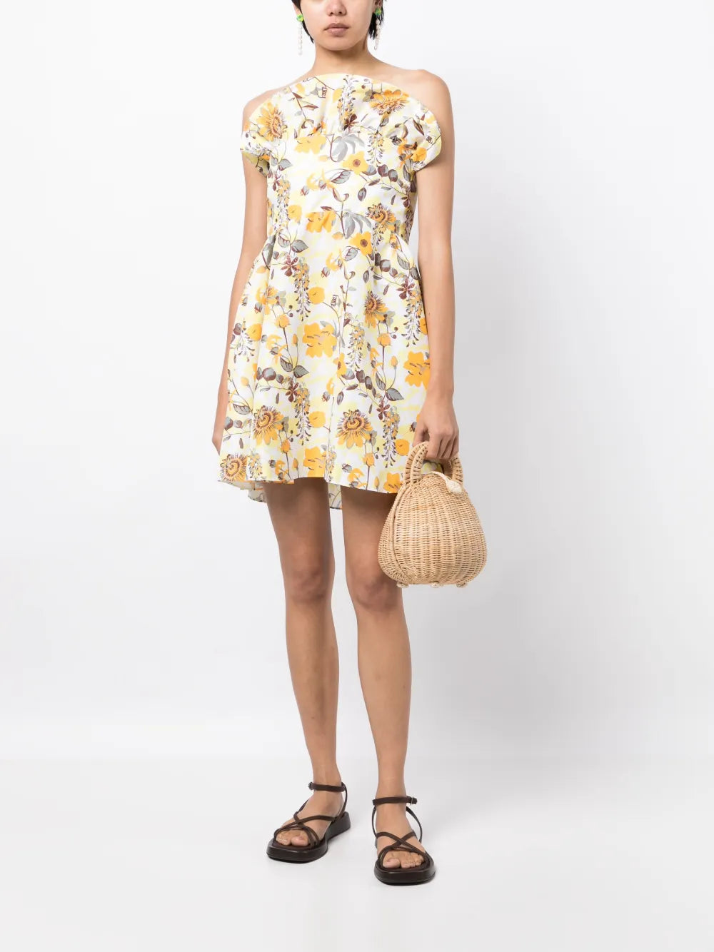 Emily Floral-Print Strapless Dress