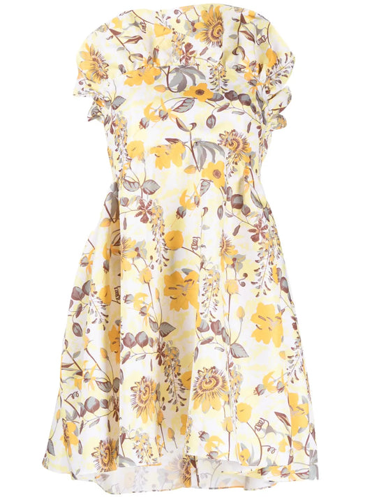 Emily Floral-Print Strapless Dress
