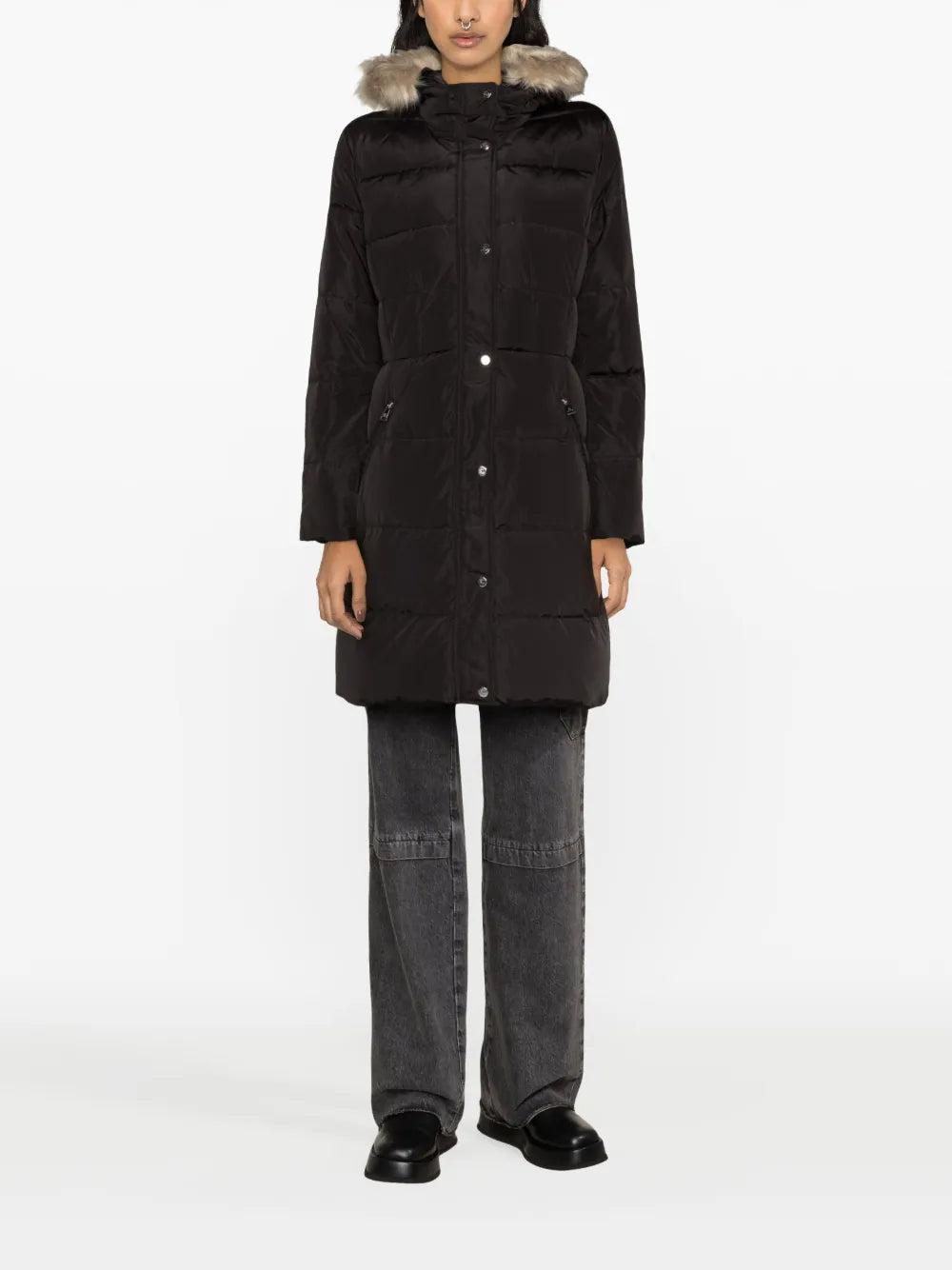 Faux-Fur Trim Quilted Coat