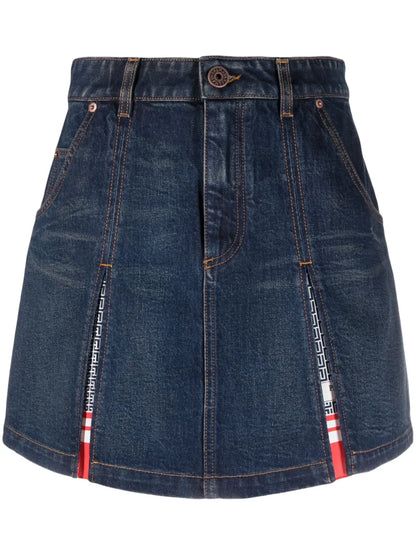 Pleated Denim Skirt