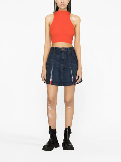 Pleated Denim Skirt
