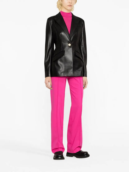 Single-Breasted Leather Blazer