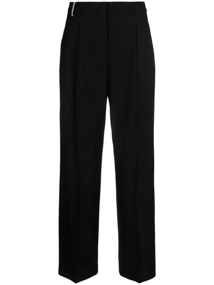 Straight-Leg Pleat-Detail Trousers