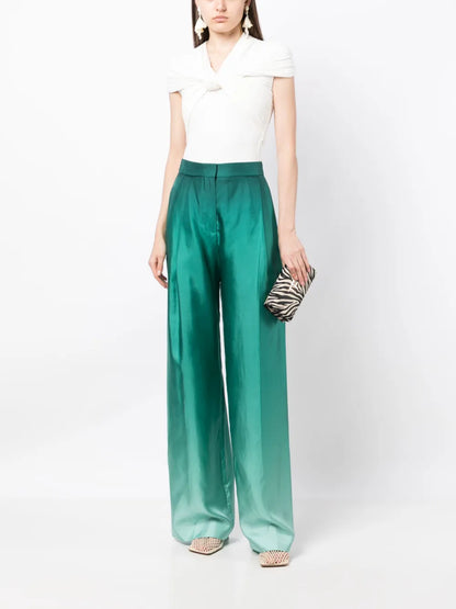 Ombré-Effect Silk Palazzo Trousers